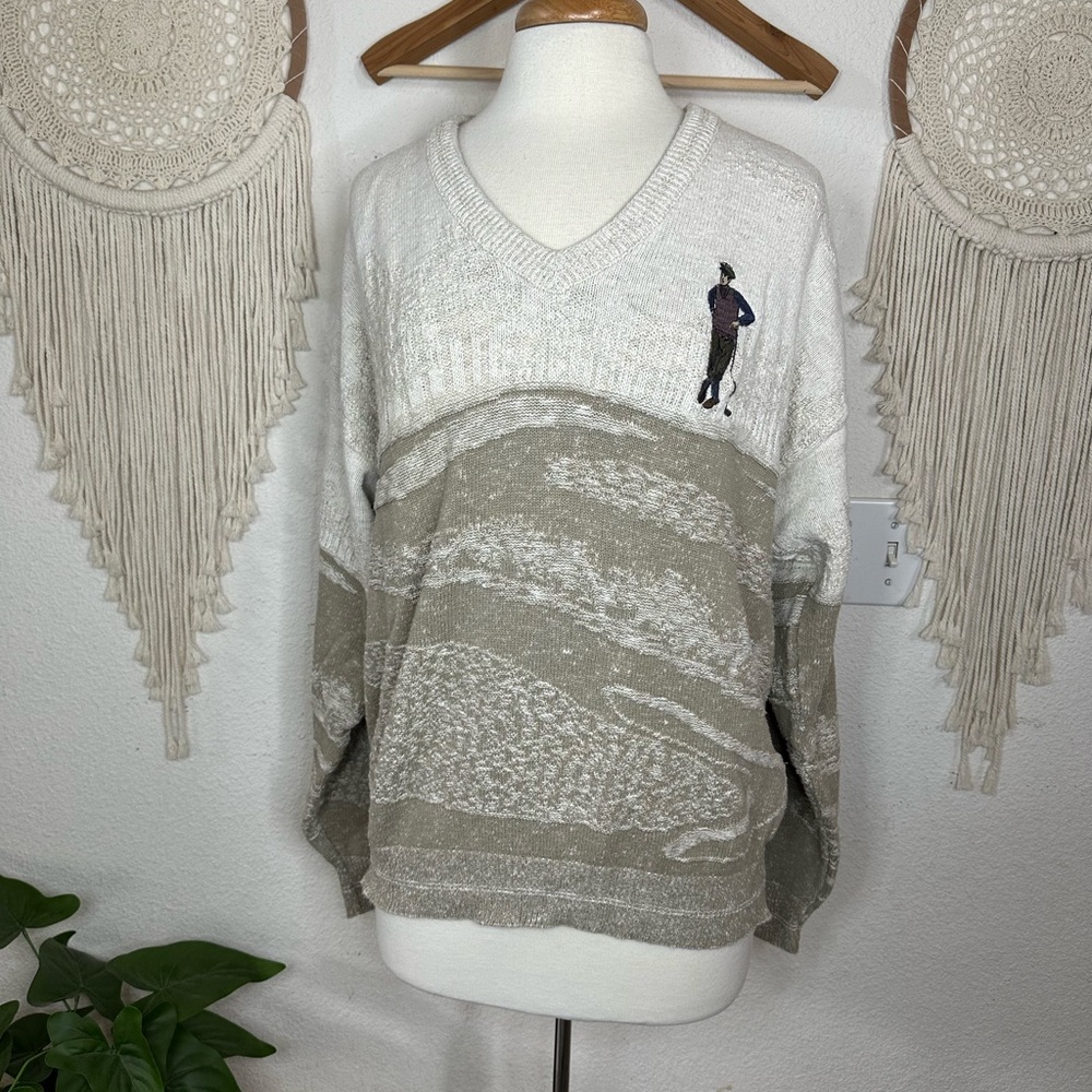 Carmel men’s golf grandpa knit sweater large vintage